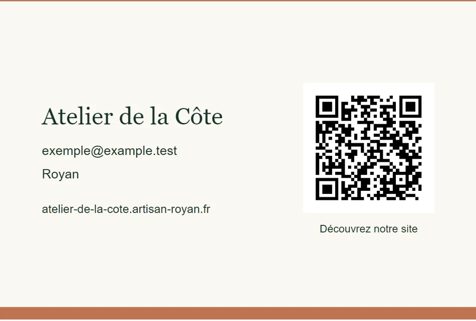Verso de la carte de visite de l’Atelier de la Côte