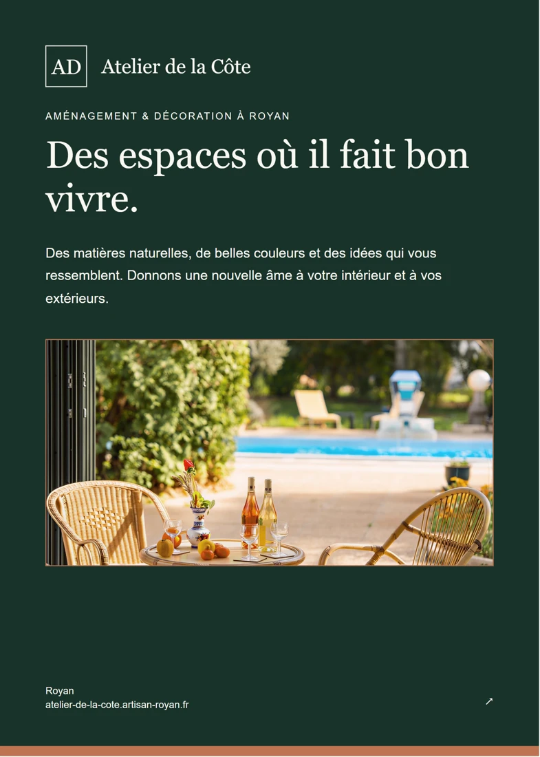 Recto du flyer A5 de l’Atelier de la Côte
